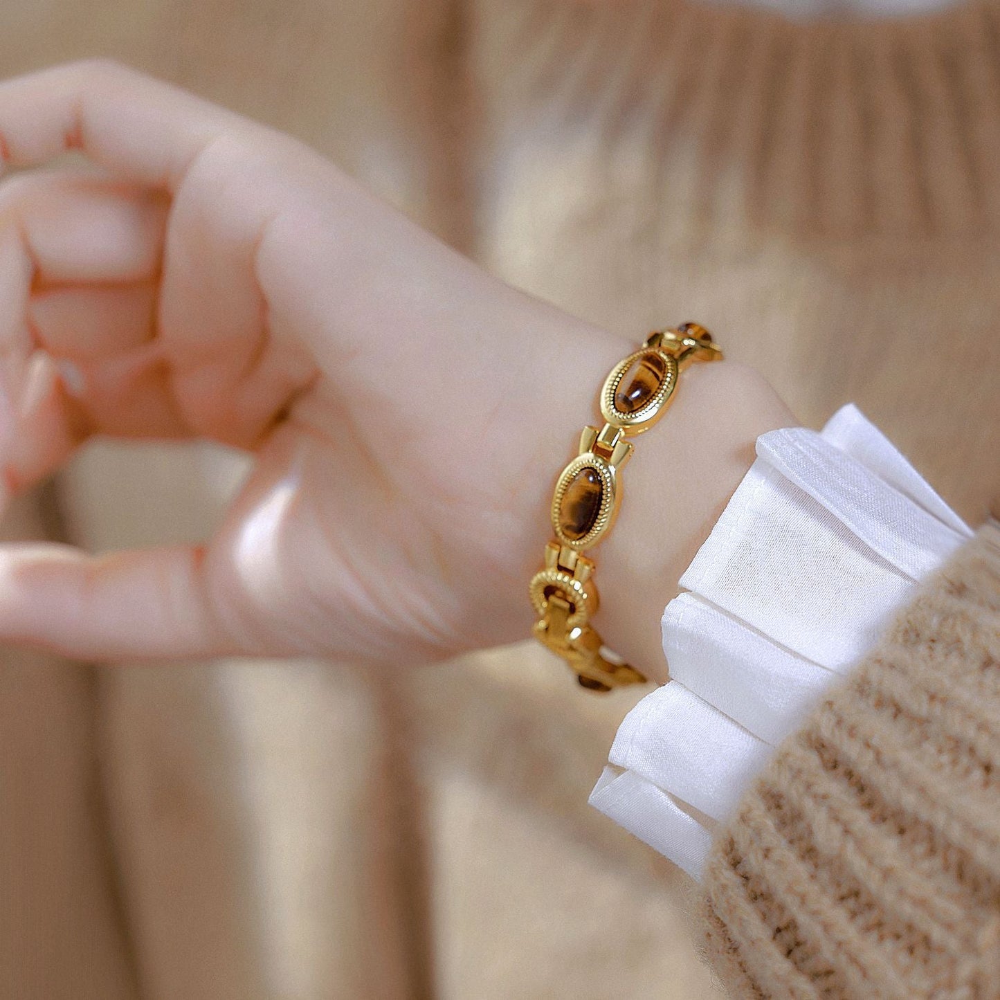 BS Gold Retro Rich Tigereye Chain Watch Brand: aeac