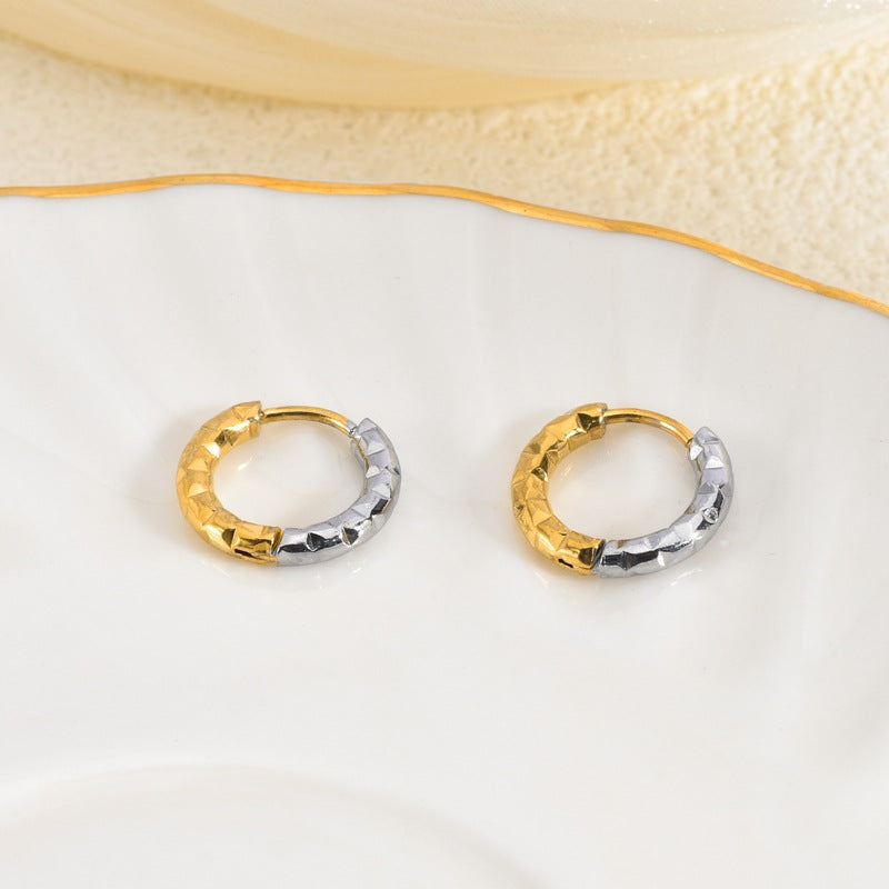 Stainless Steel French Style Retro Easy Matching Golden Earrings Brand: aeac