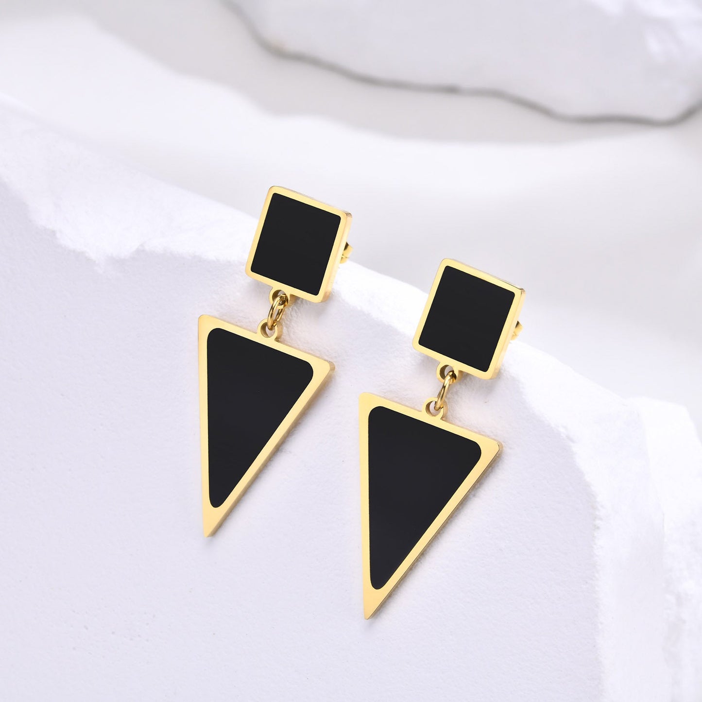Stainless Steel Triangle Earrings Gold Simple Metal Geometry Brand: aeac