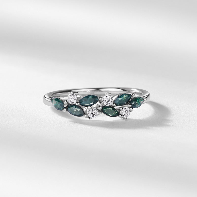 Green Moss Agate Leaf Ring – S925 Silver Natural Stone Brand: aeac