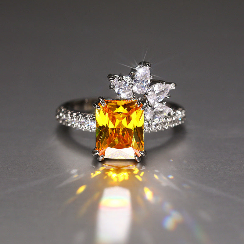 Elegant Princess Square Diamond Zircon Ring Vintage Brand: aeac