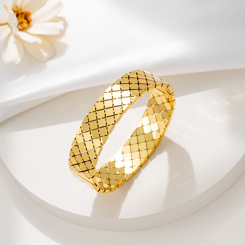 Non-fading Titanium Steel Casting Square Wide Bracelet Brand: aeac