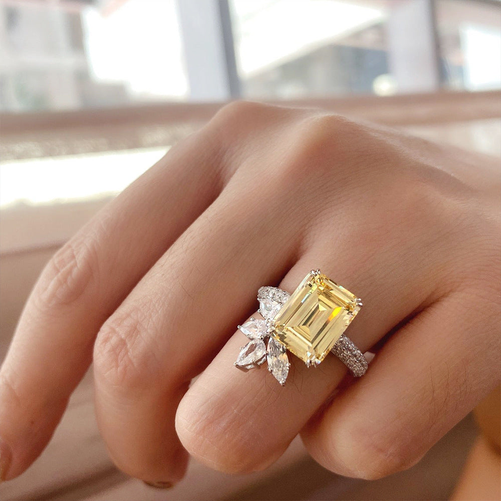 Elegant Princess Square Diamond Zircon Ring Vintage Brand: aeac