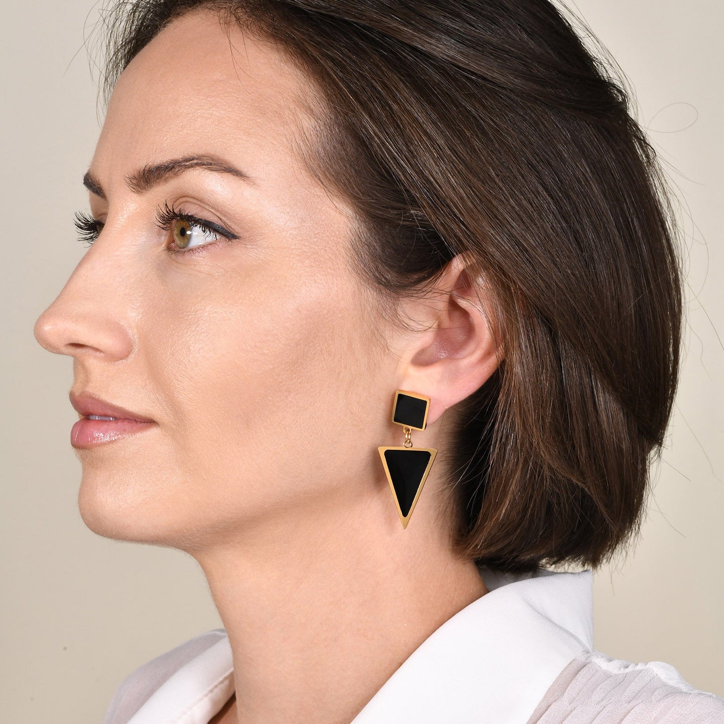 Stainless Steel Triangle Earrings Gold Simple Metal Geometry Brand: aeac