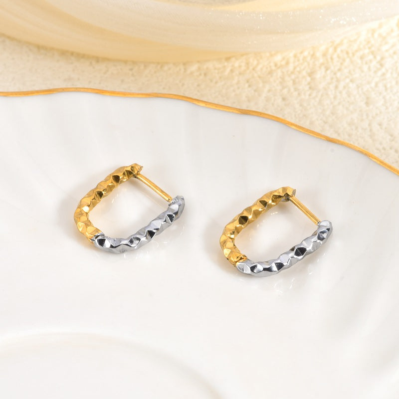 Stainless Steel French Style Retro Easy Matching Golden Earrings Brand: aeac