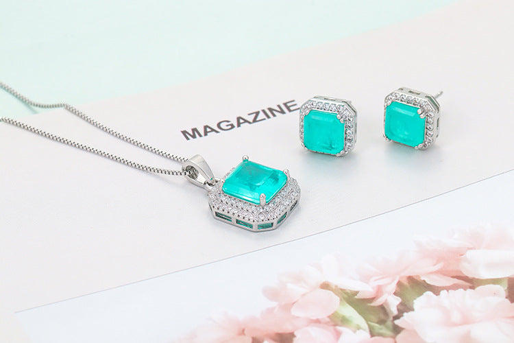Female Versatile Personality Square Necklace Earrings Brand: aeac