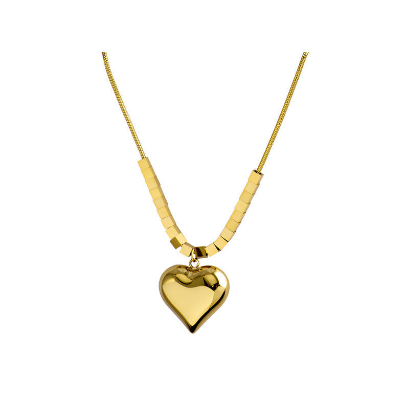 Women's Square Titanium Steel Heart Necklace Brand: aeac