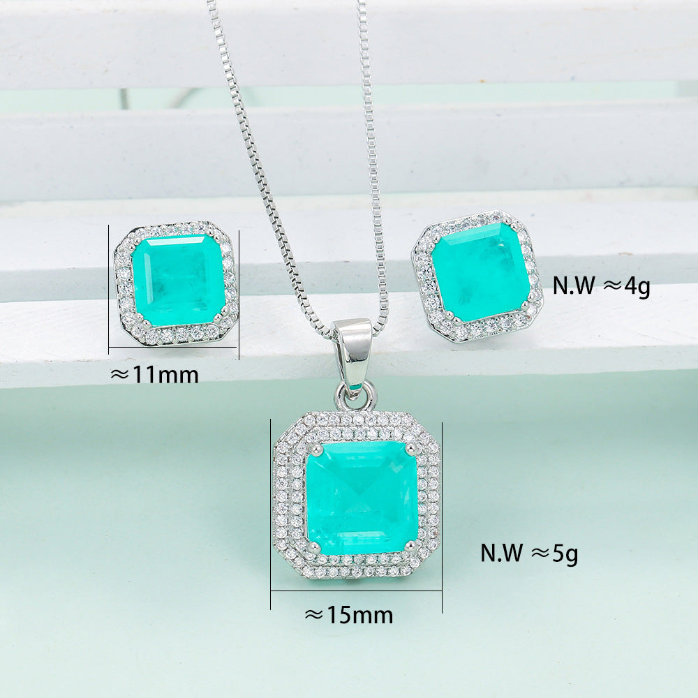 Female Versatile Personality Square Necklace Earrings Brand: aeac