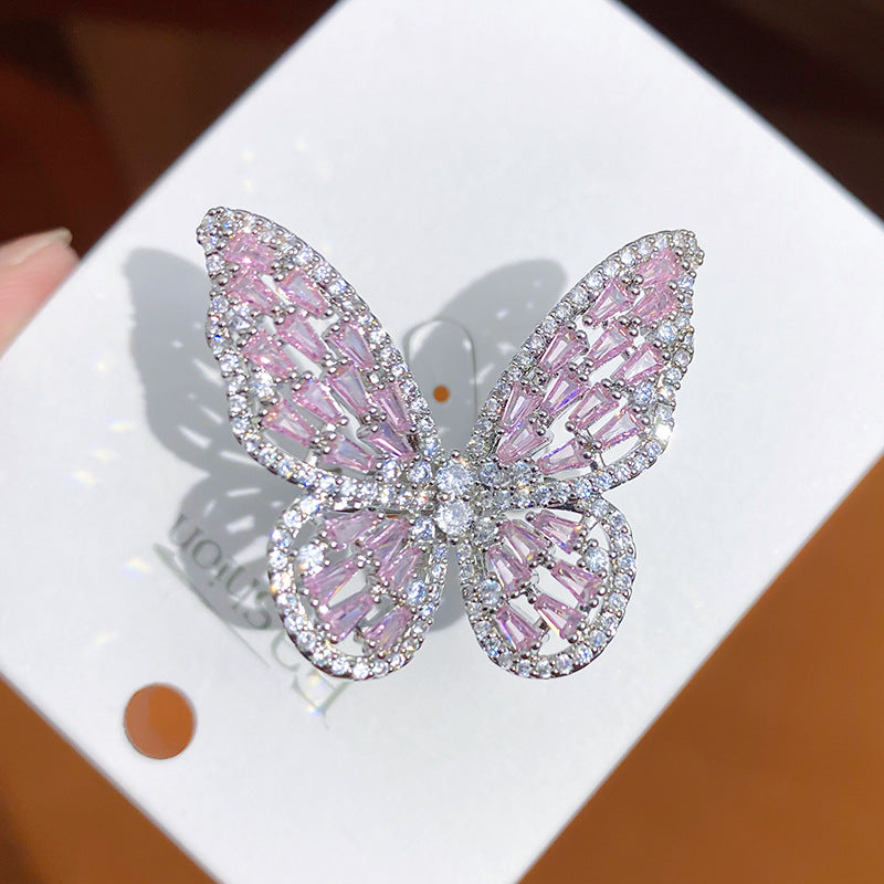 Women's Zircon Personality Colorized Butterfly Ring Brand: aeac