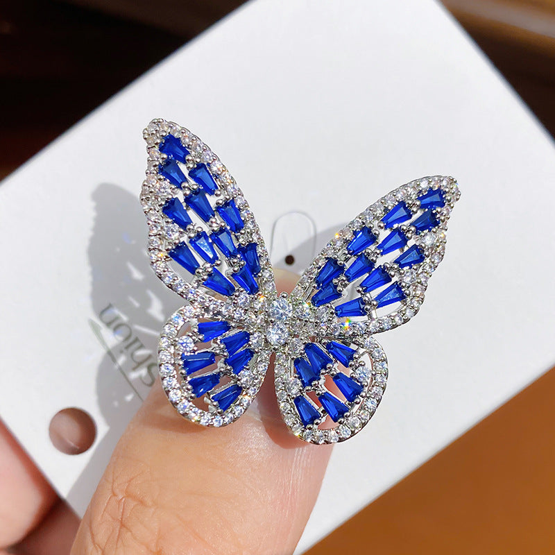 Women's Zircon Personality Colorized Butterfly Ring Brand: aeac