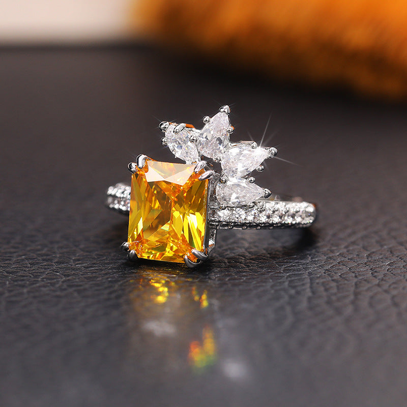 Elegant Princess Square Diamond Zircon Ring Vintage Brand: aeac