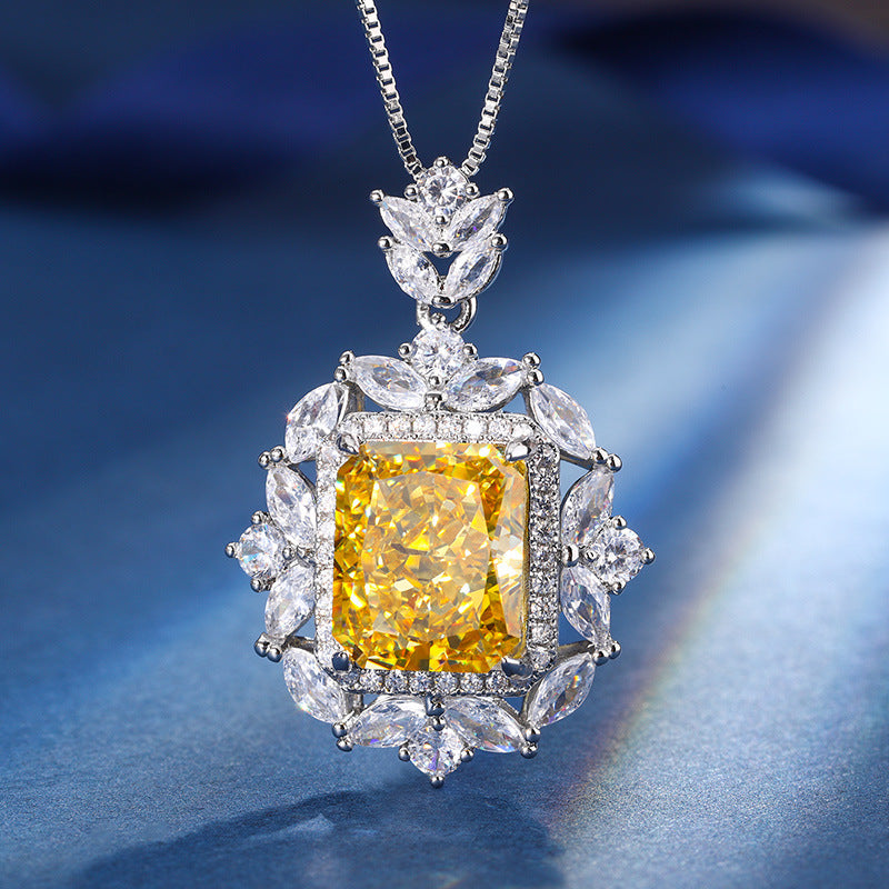 Autumn And Winter New Jewelry Diamond Ice Flower Cut Yellow Diamond Copper Inlaid Fashion Brand: aeac