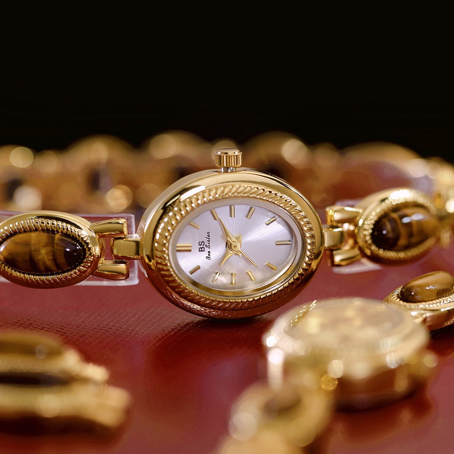BS Gold Retro Rich Tigereye Chain Watch Brand: aeac