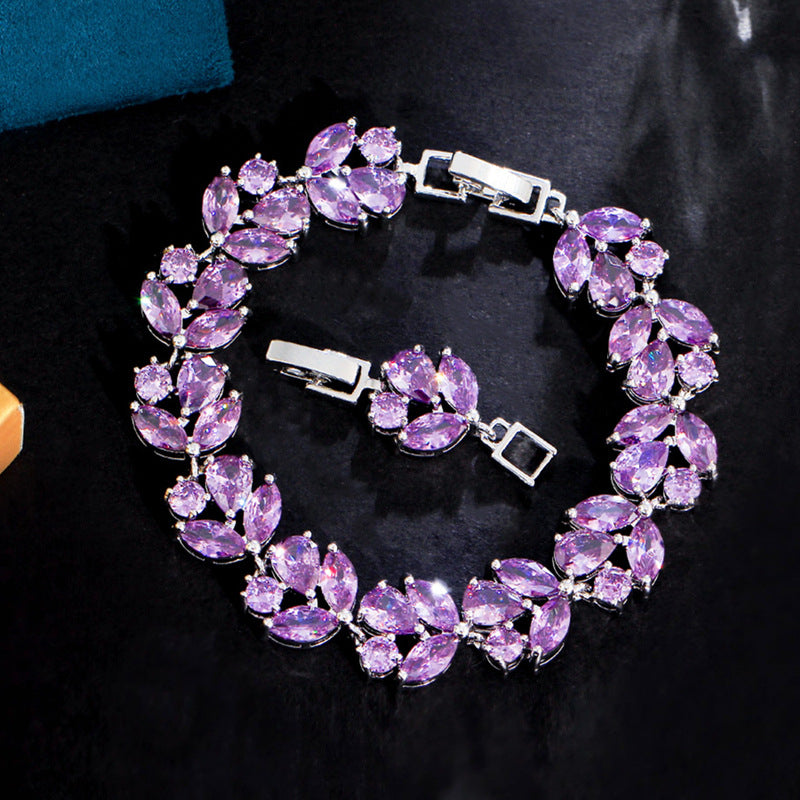 Copper Inlaid Zircon Flower Bracelet Brand: aeac