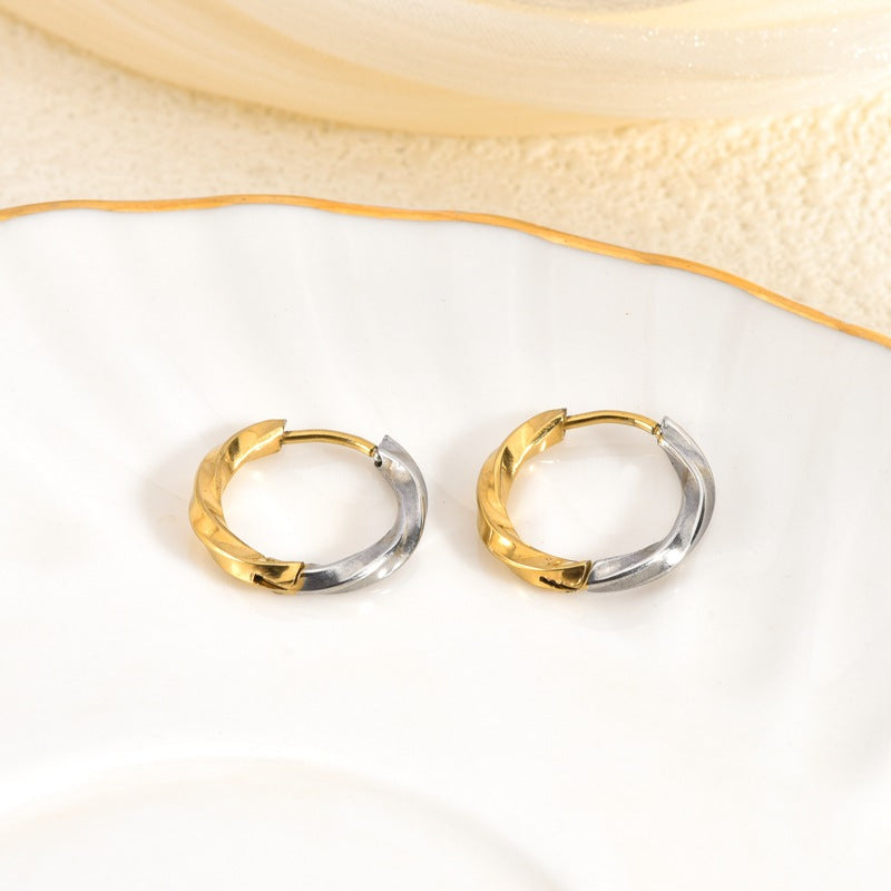 Stainless Steel French Style Retro Easy Matching Golden Earrings Brand: aeac
