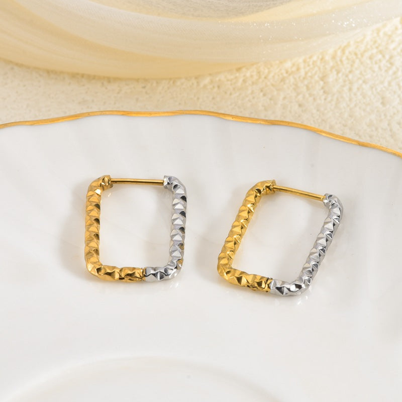 Stainless Steel French Style Retro Easy Matching Golden Earrings Brand: aeac