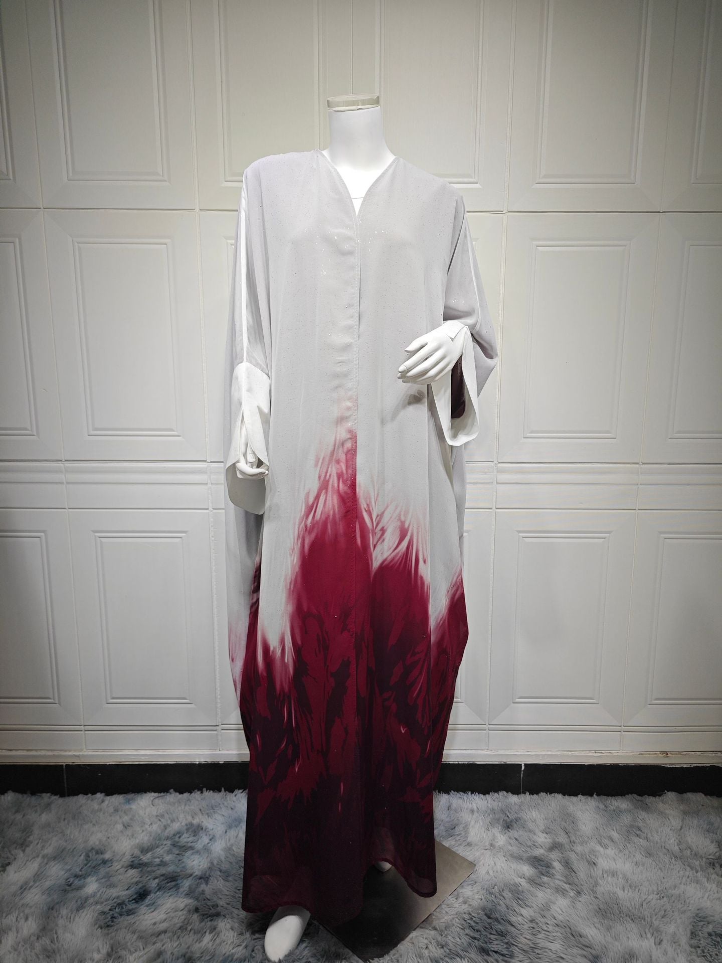 Women's Gradient Abaya Cardigan – Shiny Lightweight Open Robe Brand: aeac