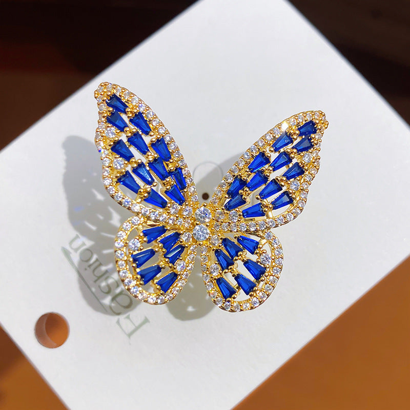 Women's Zircon Personality Colorized Butterfly Ring Brand: aeac