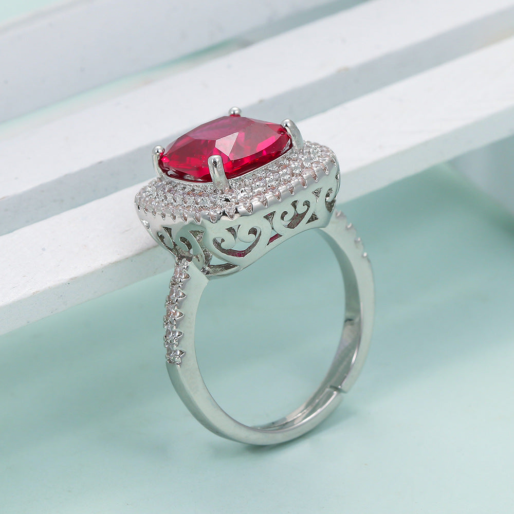 Ruby Jewelry Suit Necklace Ear Stud Brand: aeac