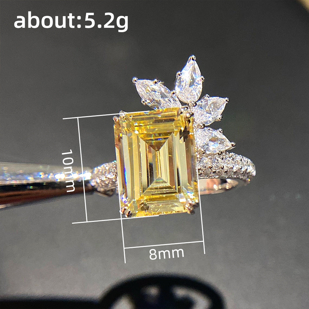 Elegant Princess Square Diamond Zircon Ring Vintage Brand: aeac