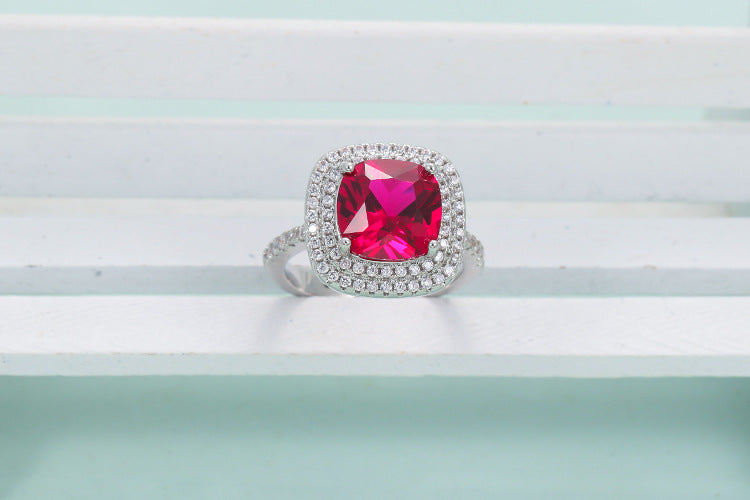 Ruby Jewelry Suit Necklace Ear Stud Brand: aeac
