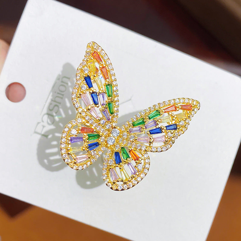 Women's Zircon Personality Colorized Butterfly Ring Brand: aeac