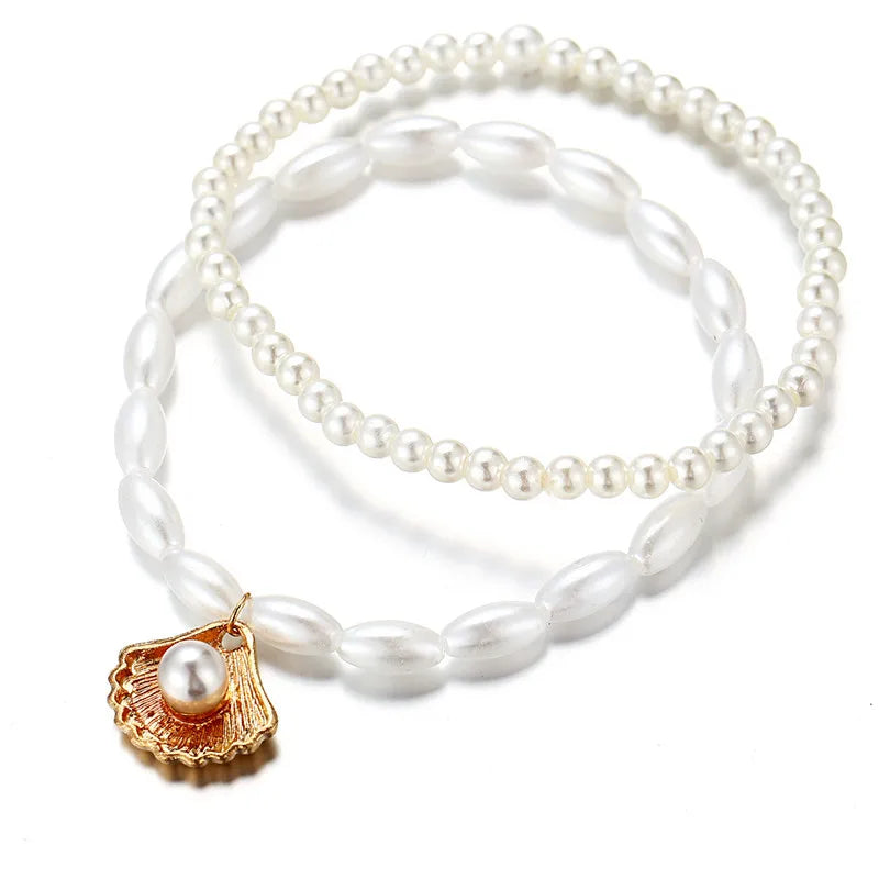 Modyle New Fashion Bohemian Simulated Pearl Chain Wedding Anklet Bracelet for Women Gold Color Shell Pendant Anklet Jewelry Gift My Store