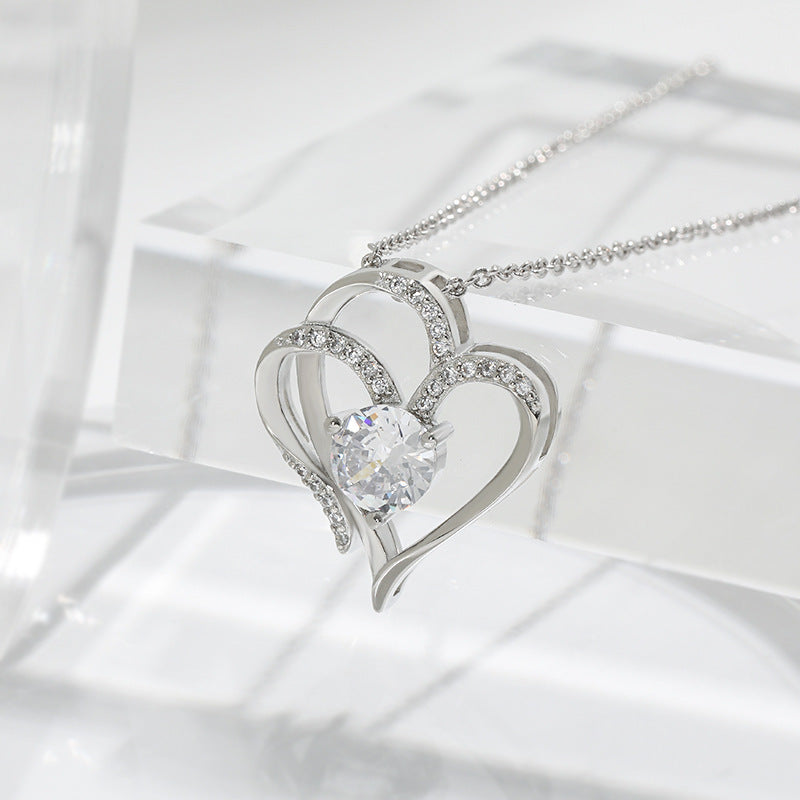 Double Heart Zircon Necklace – Personalized Love Pendant Brand: aeac