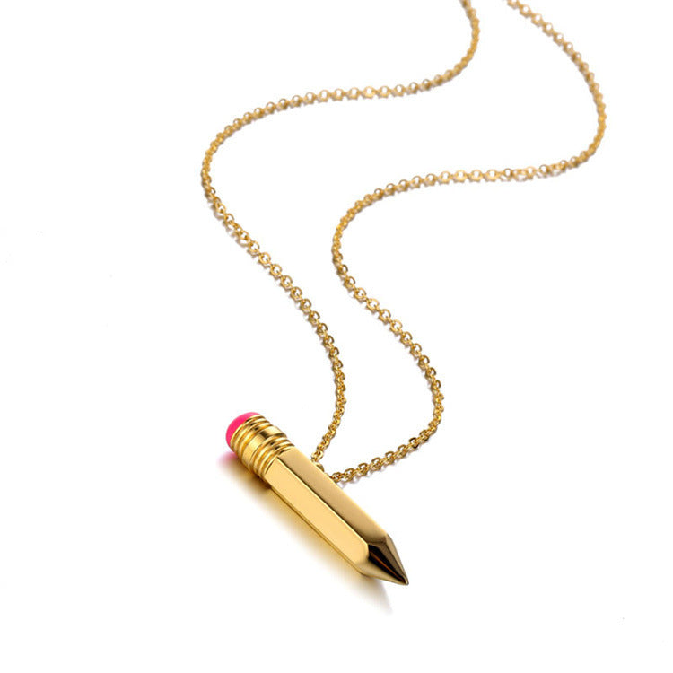 Stainless Steel Necklace European And American Mini Empty Tube Pencil Brand: aeac