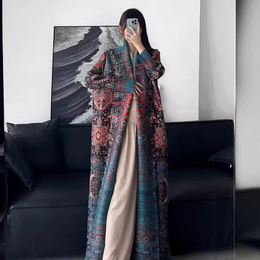 Autumn High-End Pleated Long-Sleeve Trench Coat Brand: aeac
