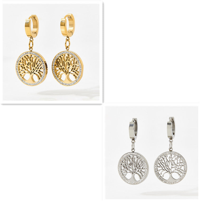 Diamond Tree Of Life Personality Earrings Brand: aeac