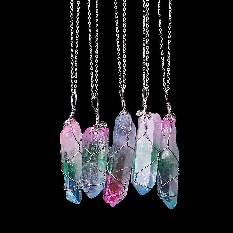 Seven Color Natural Stone Winding Hexagonal Crystal Brand: aeac