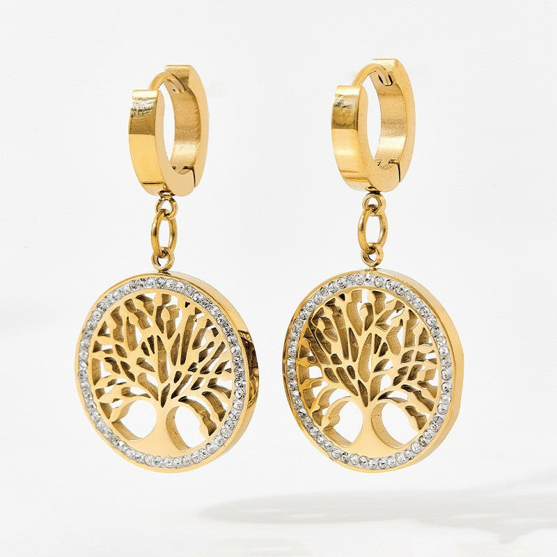 Diamond Tree Of Life Personality Earrings Brand: aeac