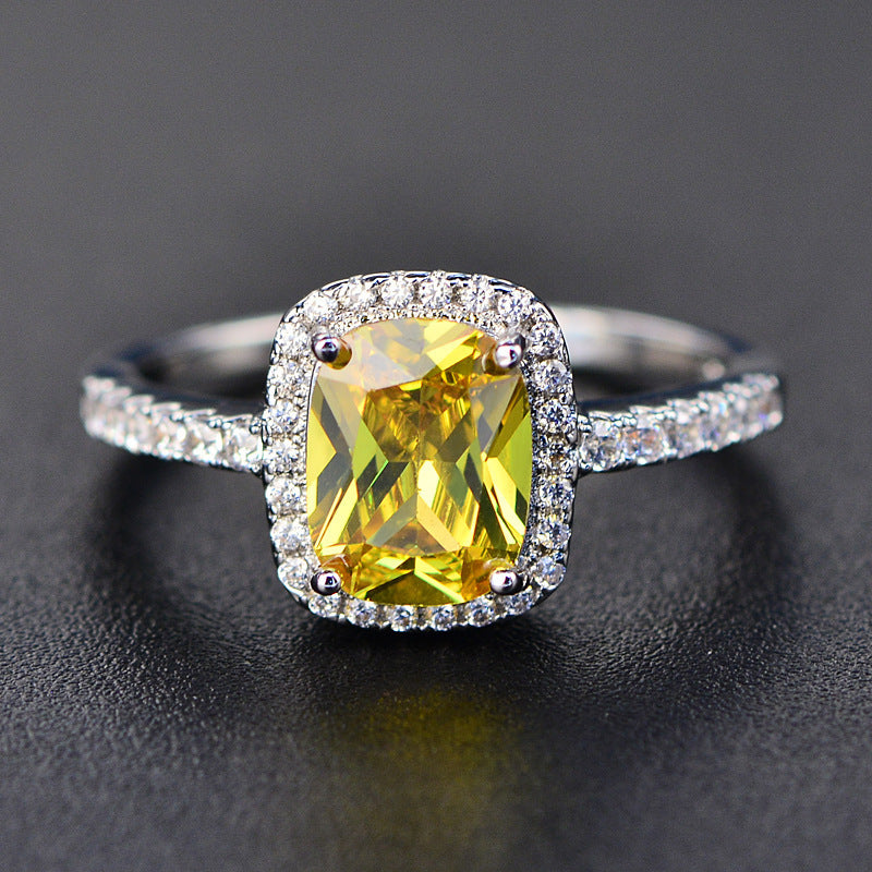 European And American Multi-color Pink Diamond Opal Ring Fashion Inlaid Zircon Simple Brand: aeac