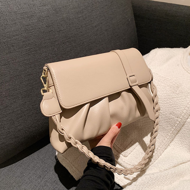 Pure Color PU Folds Trendy Personality Simple Shoulder Bag Brand: aeac