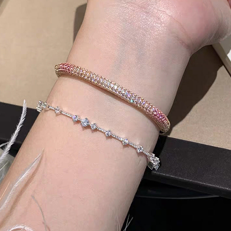 Gradient Square-round Full-diamond Bracelet