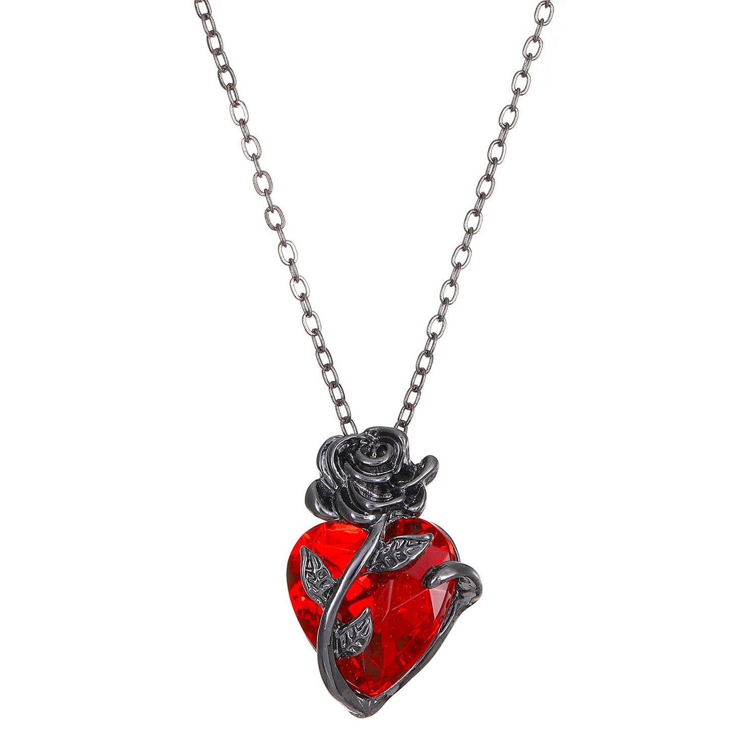 Punk Rose Love Necklace Fashion Personality Heart-shaped Clavicle Chain Pendant Necklace For Valentine's Day Brand: aeac