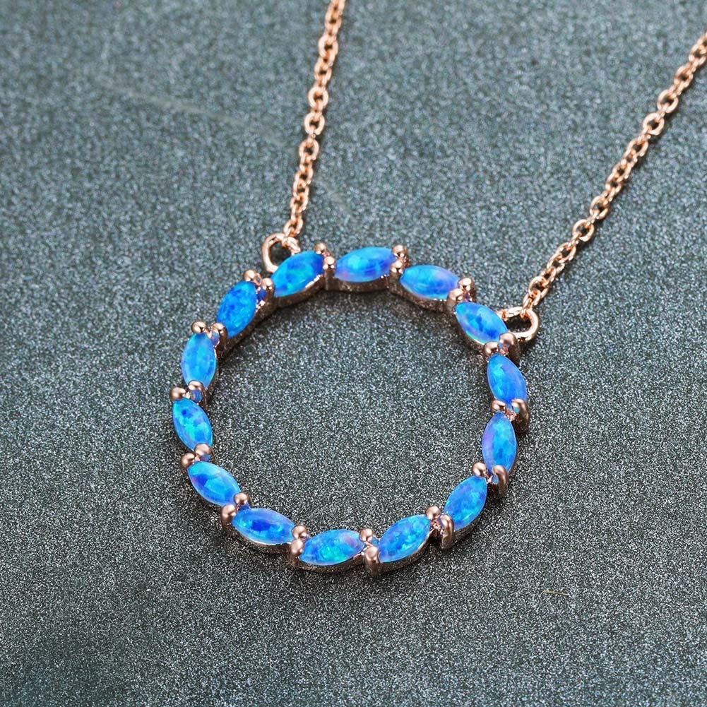 Platinum Opal Circle Pendant Necklace Lady Brand: aeac