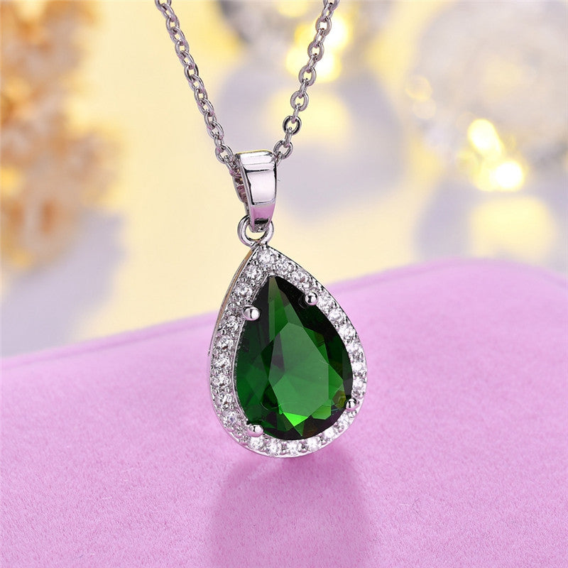 Zircon Platinum-plated Temperament AAA Crystal Drop Pendant Exquisite Necklace Brand: aeac