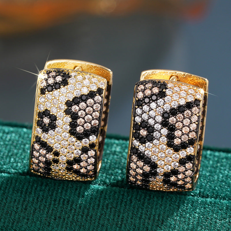 Leopard-print Earrings With Dual-tone Plated Ear Clips Brand: aeac