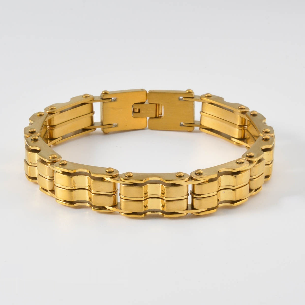 Machinelike Gold Mens Bracelet With A Curved Plate And Mesh Designstylish Hip-hop Wristband Brand: aeac