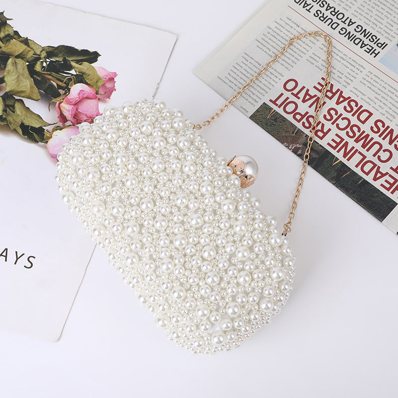 Women's Pearl Dinner Bag Soft Surface Lock Clutch Brand: aeac