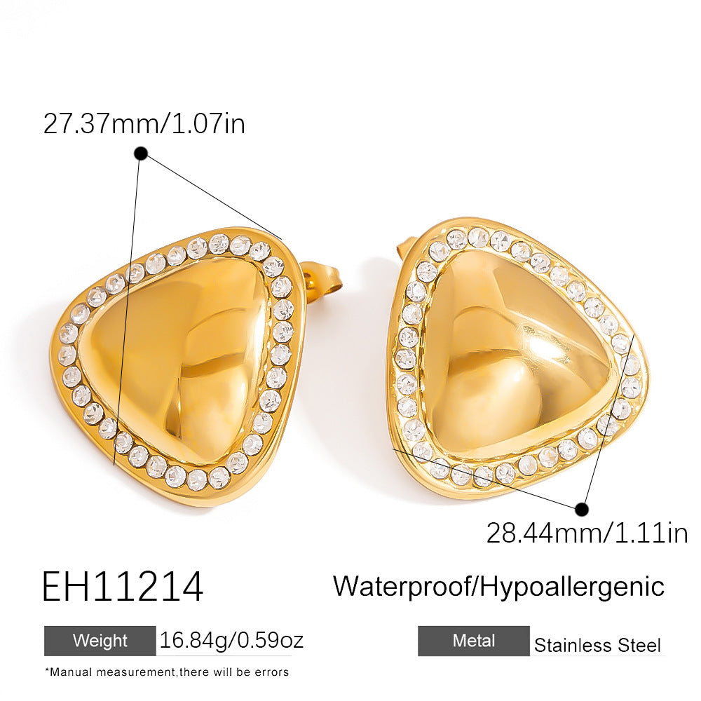 European And American Titanium Steel Ear Studs Light Luxury High-grade Dripping Oil Brand: aeac