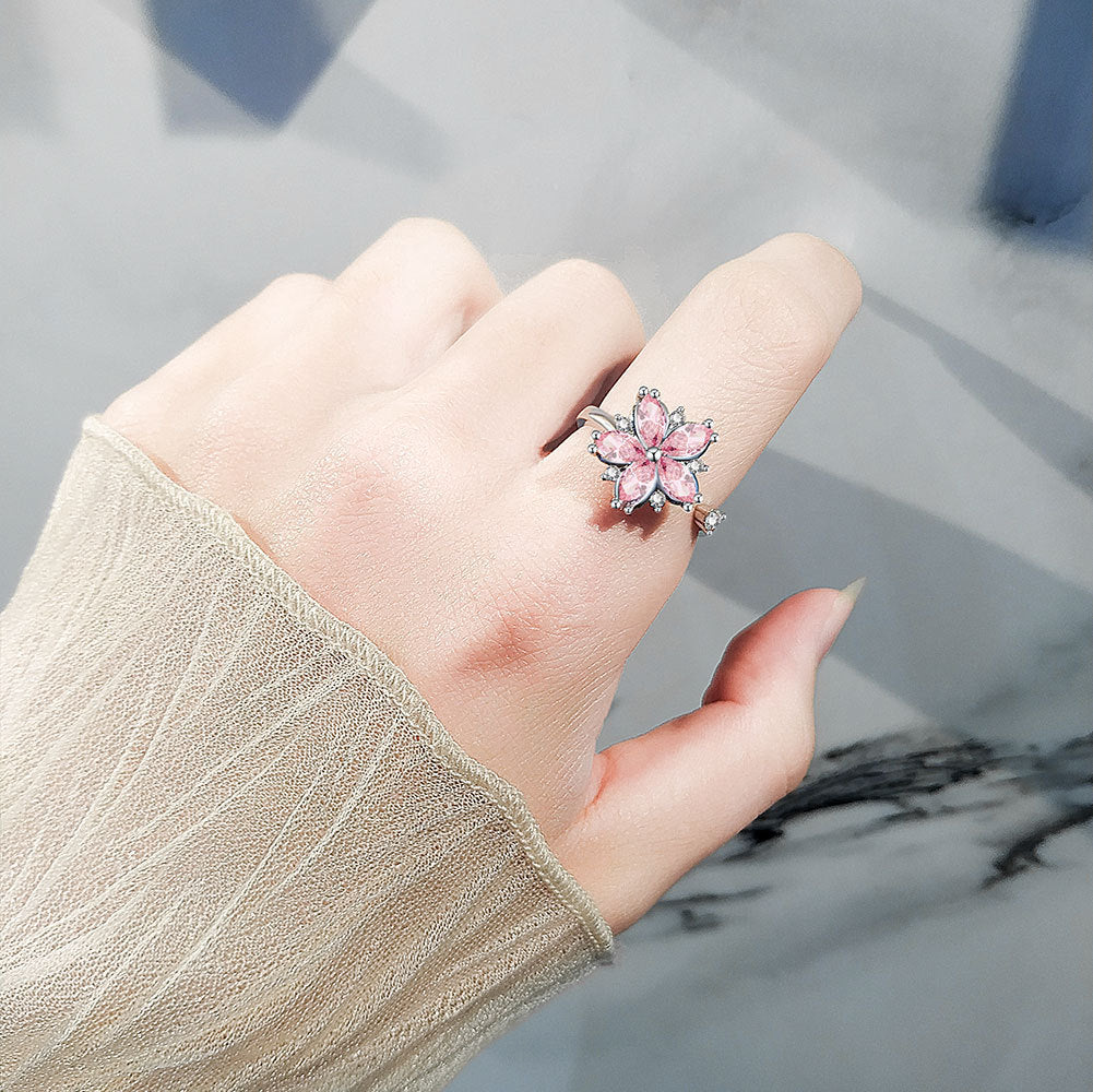 Zircon Flower Decompression Anti Anxiety Ring Set Brand: aeac