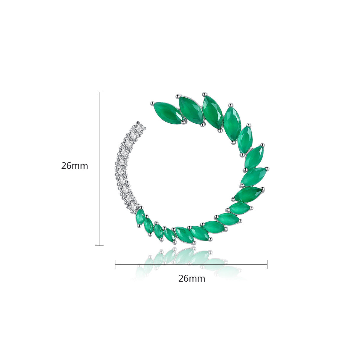 Green Zirconium Ear Ring Copper Inlaid Crystal Stylish Popular Personalized Simple Brand: aeac