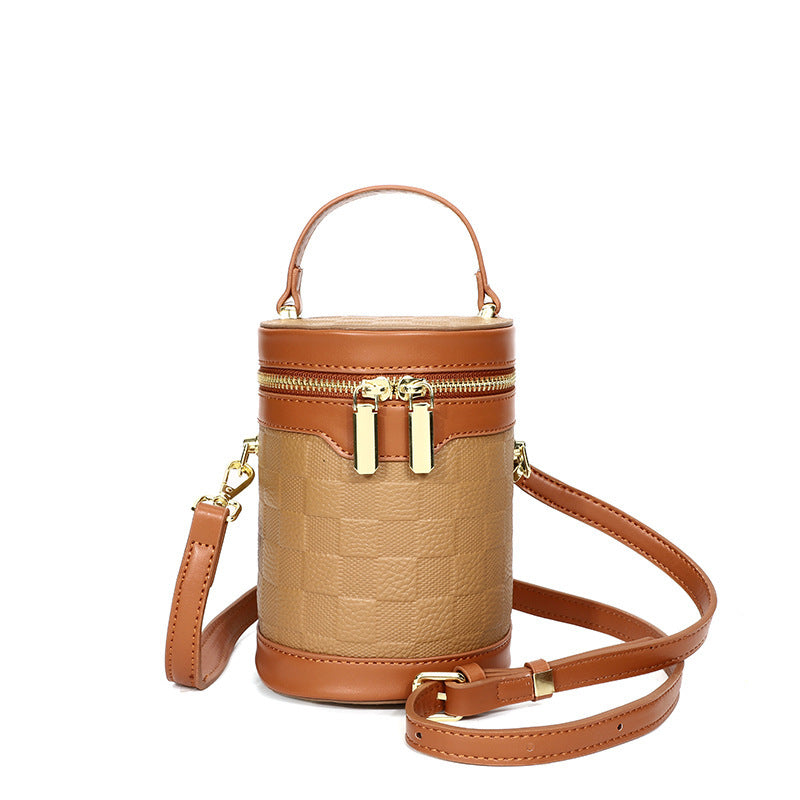 Leather Niche Cylinder Bag Fashion Women's Bag Messenger Portable Brand: aeac