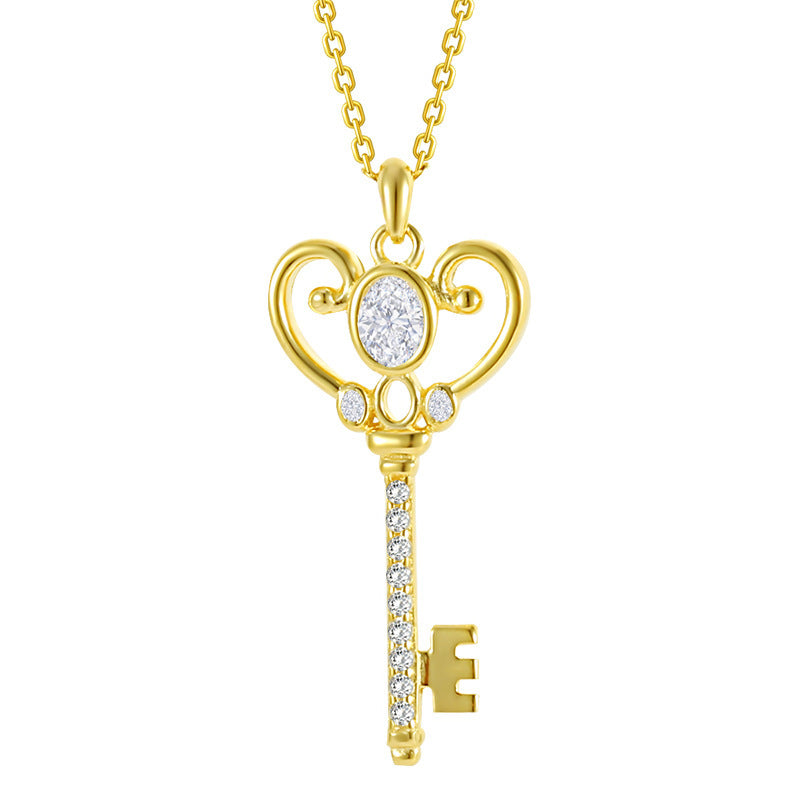 Non-fading Key Heart-shaped Necklace Women's Sterling Silver Brand: aeac
