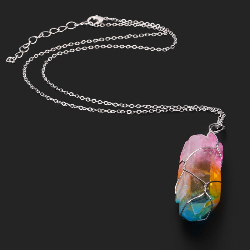 Seven Color Natural Stone Winding Hexagonal Crystal Brand: aeac