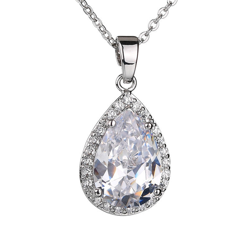 Zircon Platinum-plated Temperament AAA Crystal Drop Pendant Exquisite Necklace Brand: aeac