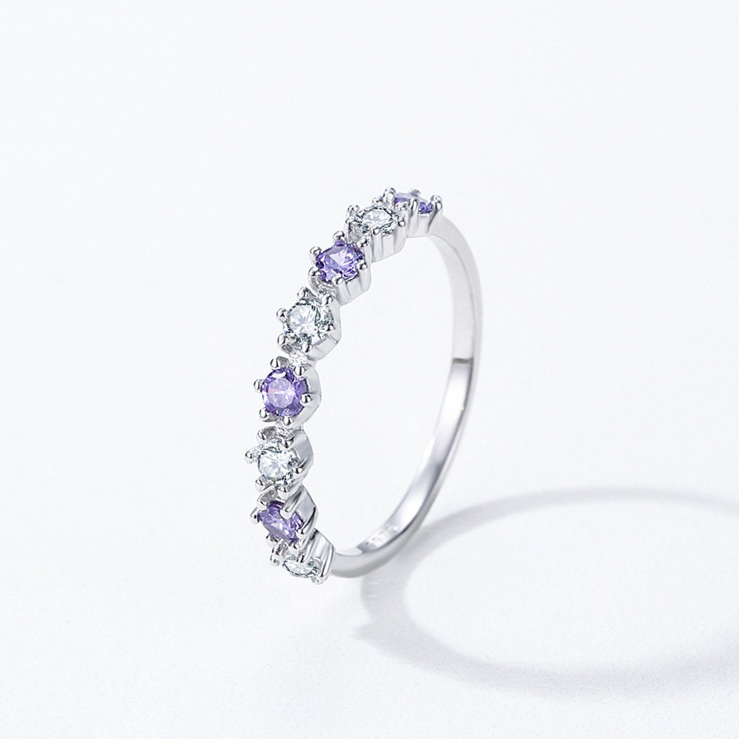Light Luxury S925 Sterling Silver New Style Elegant Taro Purple Diamond-studded Ring Brand: aeac